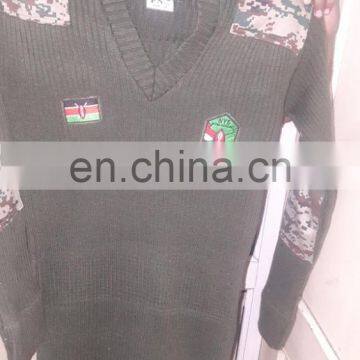 Military Sweater With Camouflage Patches