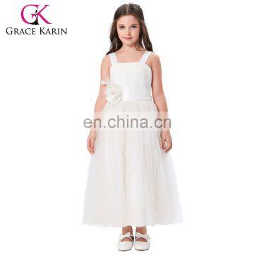 Grace Karin Flower Decorated Tulle Netting Flower Girl Princess Bridesmaid Wedding Pageant Party Dress 2~12Years CL008995-1