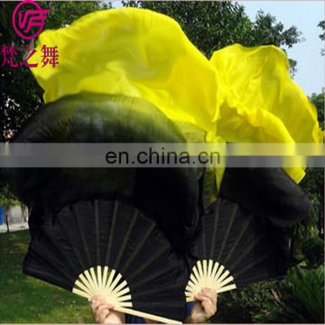 P-9076 Hot sale performance 100% silk multy colors 1.5/1.8m long belly dance fan veil