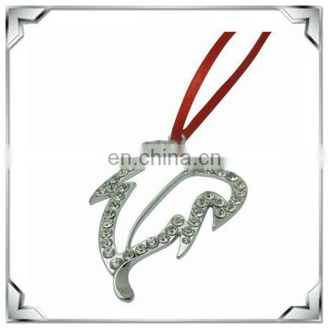 zinc alloy bling leaf shaped christmas hanging ornaments