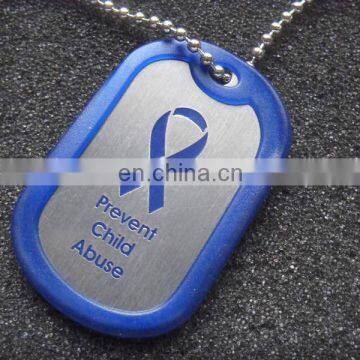 High Quality aluminum oxidation dog tag with blue color and chain