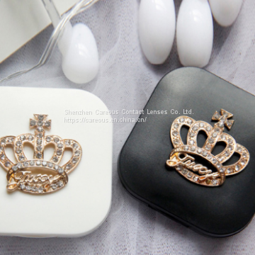 Cute Contact Lenses Case Crown Design Travel Lens Box Set With Mirror Eye Lenses Holder Container For Cosmetic Contact L