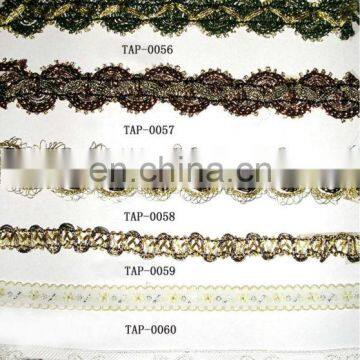 High quality braided lurex narrow ribbon