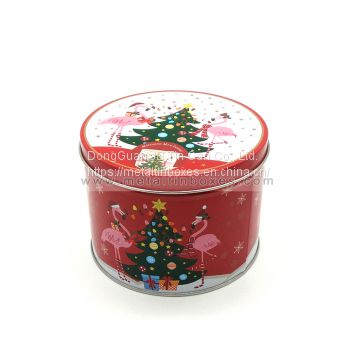 Christmas round metal tin can packing empty cookie tin gift boxes