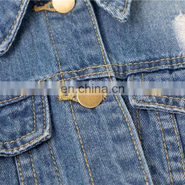 Fashion Women Long Hole Button Oversize Denim Jean Jacket photo-6
