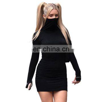 LAITE D2172 new arrivals autumn&winter high collar solid color casual dresses fashion bodycon women dresses