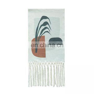 Home Decoration Wall Hanging Machine Woven Art Tapestry With Tassels photo-3