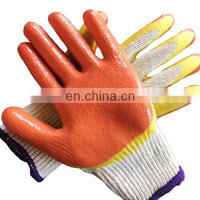 Safety Grip Protection Groves Cotton String Knit Latex Dipped Palm Gloves