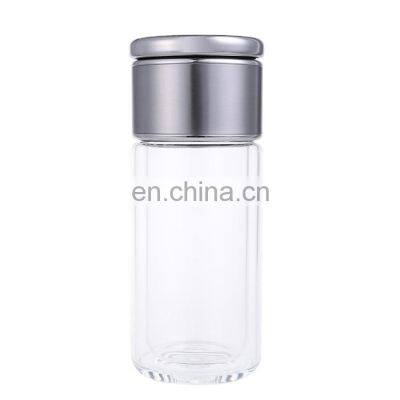 450ml Double Wall High Borosilicate Glass Tea Infuser Water Bottle with Stainless Steel Strainer