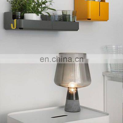 Nordic Gray Glass Table Lamp Cement Modern Creative Bedroom Table Lamp photo-2