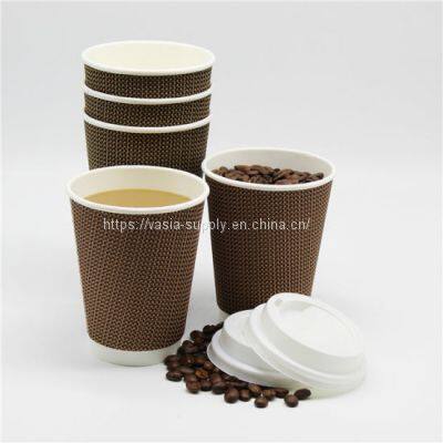 ripple coffee cup brown insulated printed disposable coffee cups with lid