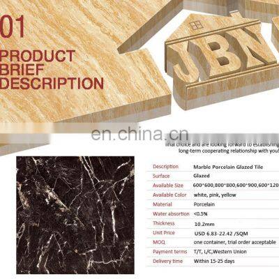 Foshan JBN Ceramics Black 600x600 800x800mm Marble Glazed Porcelanato Wall Tiles Porcelain Floor Tiles Indoor Tiles photo-4