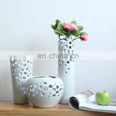 Wholesale hand-made hollow out modern decorative arts and crafts vases