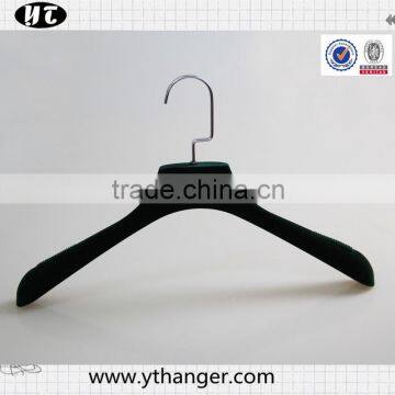 Green Velvet Flocking Hanger With Anti-slip Notch for Clothes photo-5