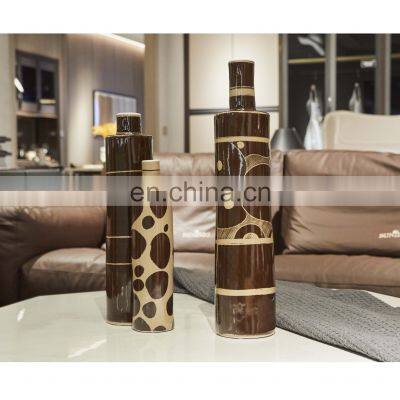 Nordic Style Luxury Modern Creative Leopard Grain Design Decorative Ceramic Vase for Home Decor photo-3