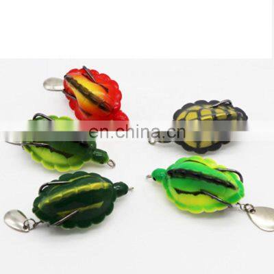 Top Water Tortoise Lure Soft Fishing frog Lures with Spinner spoon Artificial Turtle Minnow Crank Bait 5.5cm12g new fishing frog