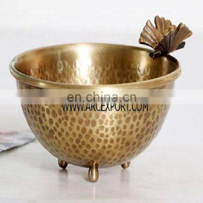 brass antique hammered butterfly bowl