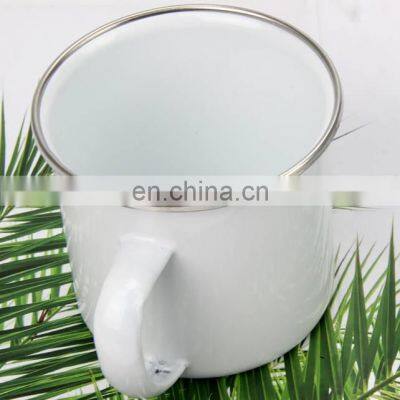 Wholesale Ceramic Cup With Stainless Steel Rim, Personalized Enamel Coffee Camping Mug photo-4