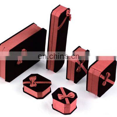 Velvet special shape jewelry set package bow decoration necklace finger ring storage display box