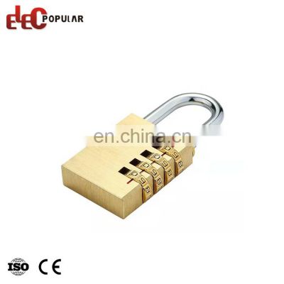 Stainless Steel Shackle 4 Number Brass Combination Lock For Suitcase Luggage