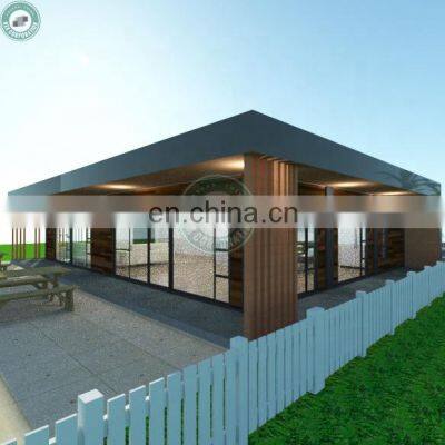 Prefab Container Homes 2 Bedroom House with Large Living Room Eco Home with Pool and Car Garage