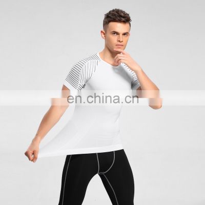 Wholesale New Ribbed Knitted Sports Men's T Shirts Breathable Training Shirt