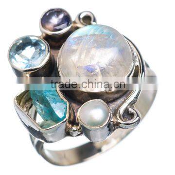 RAINBOW MOON STONE 925 STERLING SILVER RING ,925 STERLING SILVER JEWELRY WHOLE SALE,JEWELRY EXPORTER