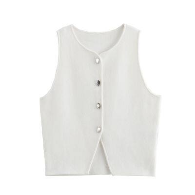 Summer women's fashion new style plain-color round-neck loose casual rib-knit sleeveless short-sleeved top