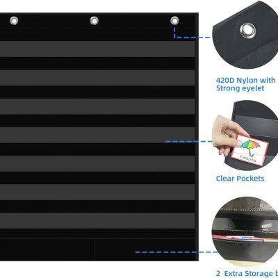 7+2 Pockets Standard Pocket Chart, Clear 7 Pockets Words Chart With 2 Extra Storage Pocket for Classroom Home Office Use, Sentence Strips photo-4