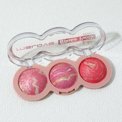 Factory 3 Color Mini Make up Face Palette Shimmer Baked Powder Glow Blush and Highlighter Glitter Powder Polvo De Cara