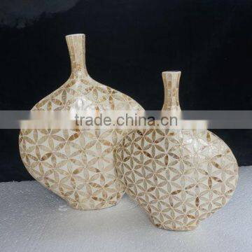 Best selling High quality Set of Special Natural mother of pearl inlay vase from Vietnam