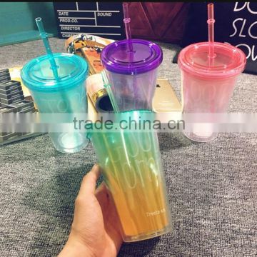 2015 new style Color changing plastic cup gradient color water bottle