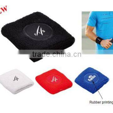 Cotton Tennis Wristband Sports with Rubber Printied Logo for Promption