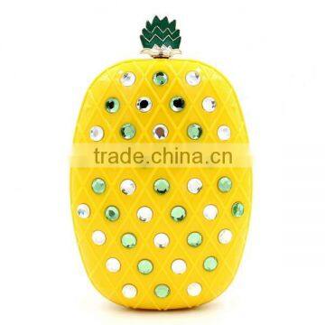 hot sale fruit shape pineapple acrylic box clutch bag