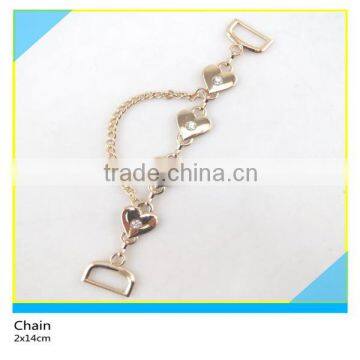 Heart Gold Metal Design Rhinestone Chian Rhinestone Zinc Alloy Chian Belt 2x14cm