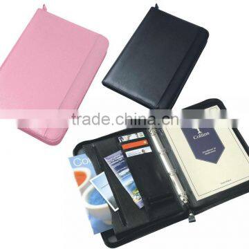 A4 Conference Portfolio Presentation Folder Folio Leather Zip Pads Ring Binder