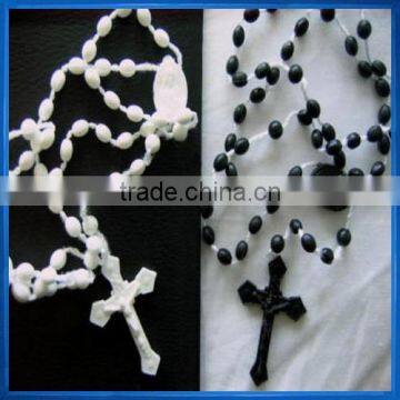 white or black plastic rosary,plastic rosario