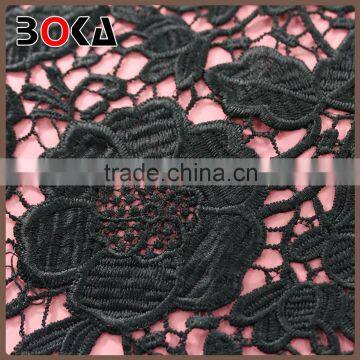 New Dyeable Lace Fabric Flower Design Black Crochet Cotton Lace New Design Water Soluble African Fabrics photo-3