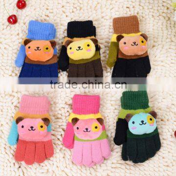 Children Candy color colorful Knitted gloves, Full Finger lovely gloves