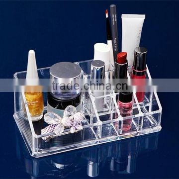 Acrylic cosmetic organizer with removable lipstick holder