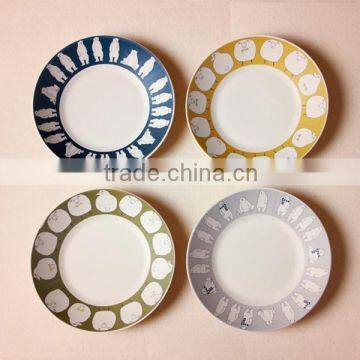 custom Classical pattern bamboo fiber dinnerware,9 inch applique round dinner plates