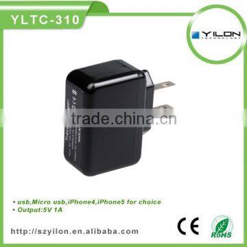 High efficiency mobile 1a micro usb travel charger