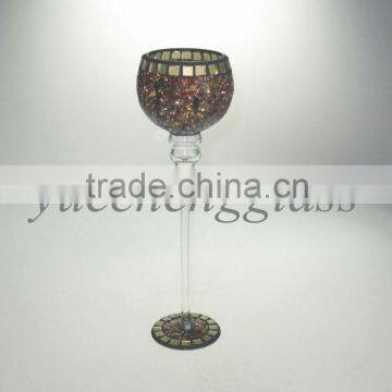 Tall mosaic glass candle holders wholesale for home decoration