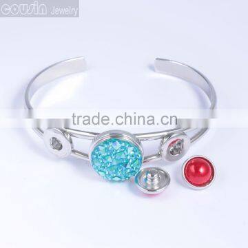 Mixed Styles Bangle Metal Snap Button Jewelry Charm Rhinestone Styles Bangle SZ0011 photo-5
