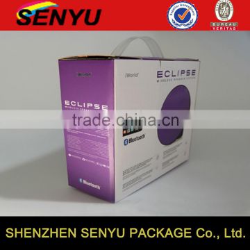 ECLIPSE fancy design & customized wireless speaker system paper box packagings with plastic handle