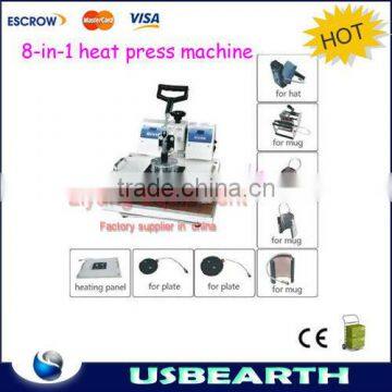 Low cost 8 in 1 heat press machine for Tshirt /Mug/Cap/Plate, better than screen printing