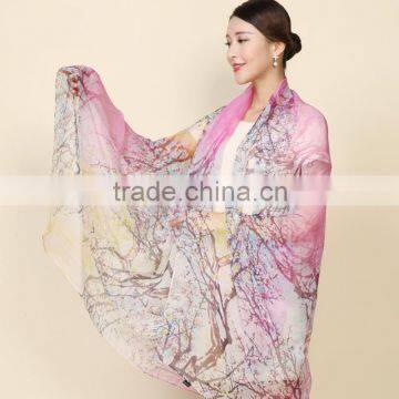 High Quality Scarf Wholesale Lady's Elegant Digital Printed Silk Scarf, Hangzhou Silk Chiffon Scarves and Shawls China Supplier's Choice photo-4