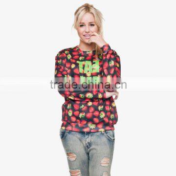 fashion strawberry high quality 3d digital print fullprint crewneck sweatshirt spring autumn unisex custom oversized pullover