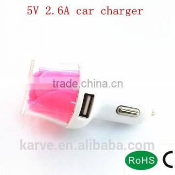 high quality car charger with rose pattern 5V 2.6A car charger