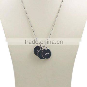 High Quality Stainless Steel Engraved Love Disc Pendant Necklace